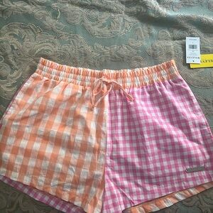 EleVen by Venus Williams Pink and Orange Checkered Shorts